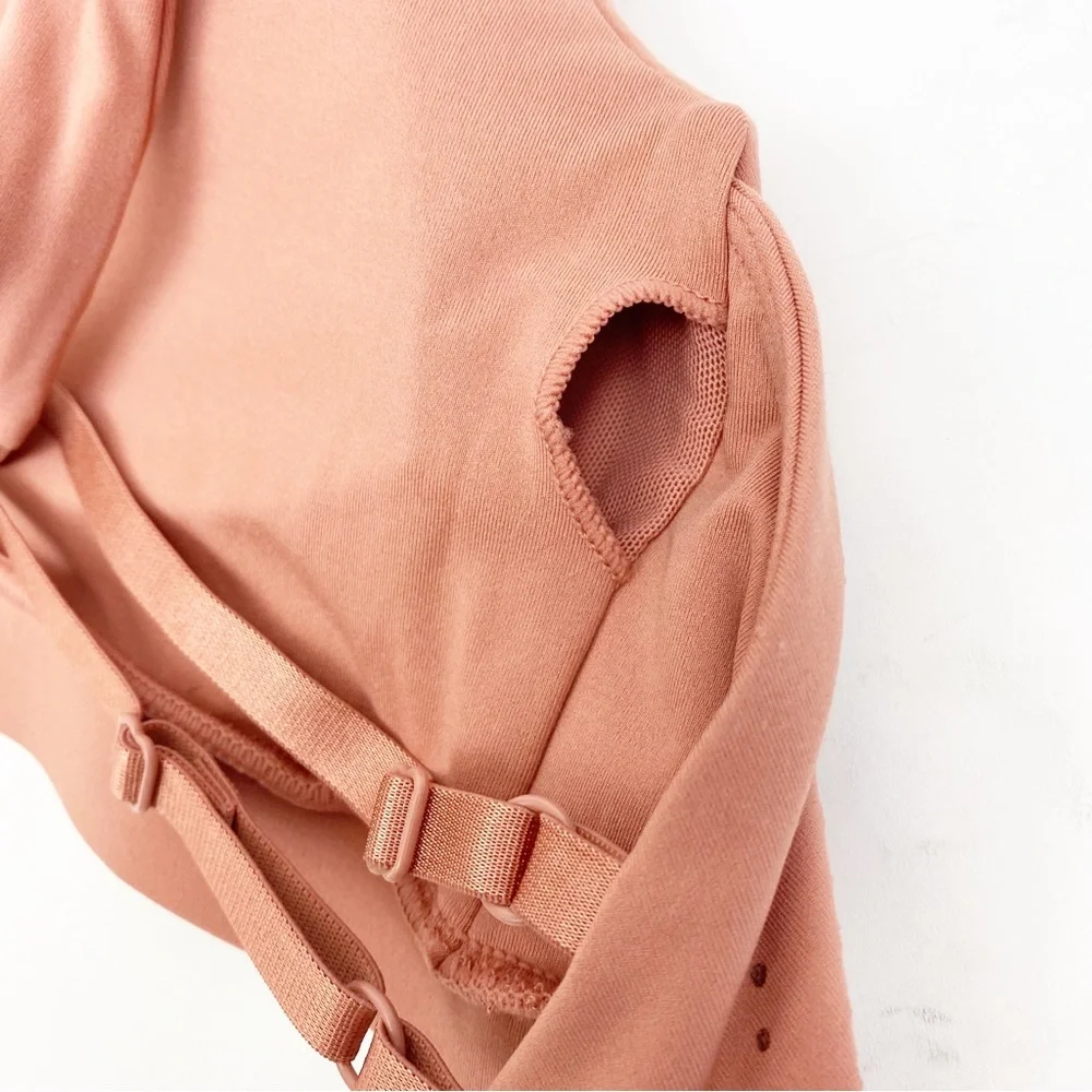 NEW Gymshark Laser Cut Strappy Sports Bra Deep Blush Pink Terracotta